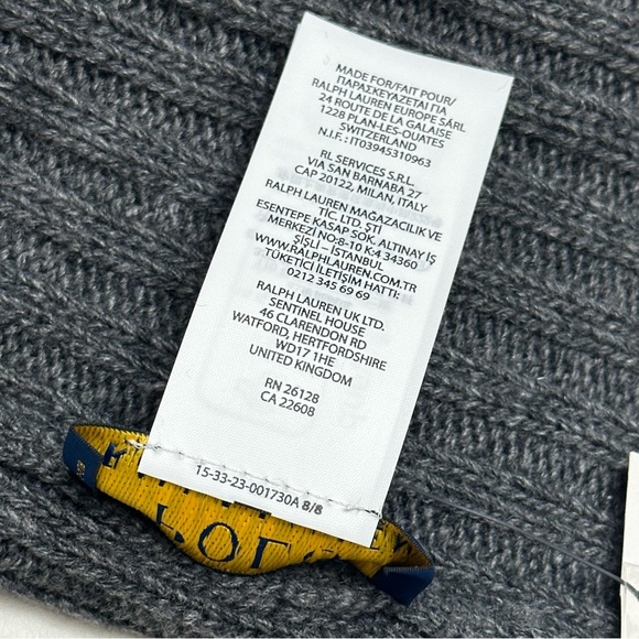 Polo Ralph Lauren Men’s Winter Beanie Hat Wool Blend Uncuffed Ribbed Gray NWT OS - Picture 13 of 16
